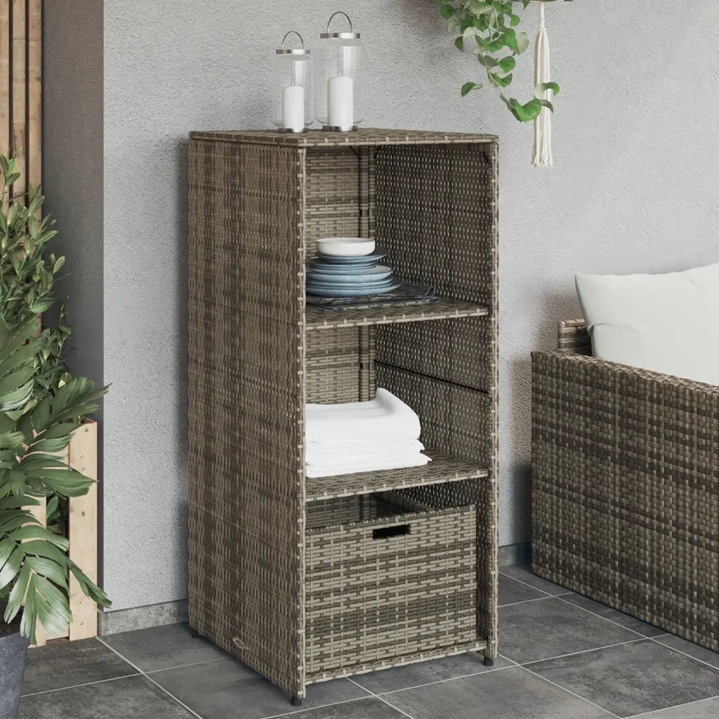 Armadietto Portaoggetti Giardino Grigio 50x55x115cm Polyrattan CFW9912704
