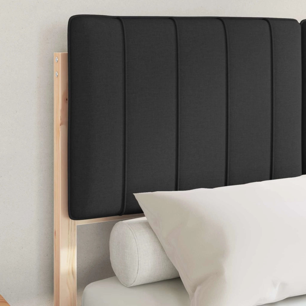 Letto con Testiera Rivestita Nero 120 x 200 cm Pino massello