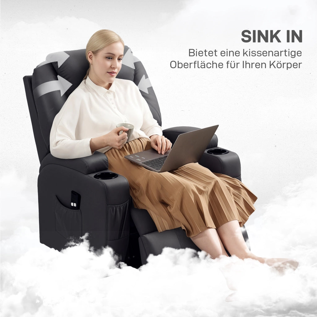 Poltrona Relax Elettrica con Alzapersona e Poggiapiedi ¨C Zephmum ¨C Similpelle Nero