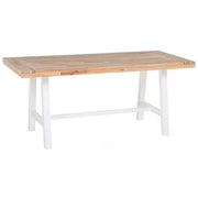 Tavolo da pranzo da giardino chiaro piano in legno gambe bianche 170 x 80 cm rustico giardino di campagna per esterni interni