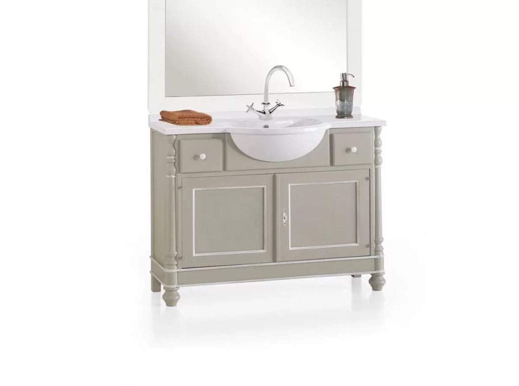 Mobile in legno bagno 2 porte e 2 cassetti tortora