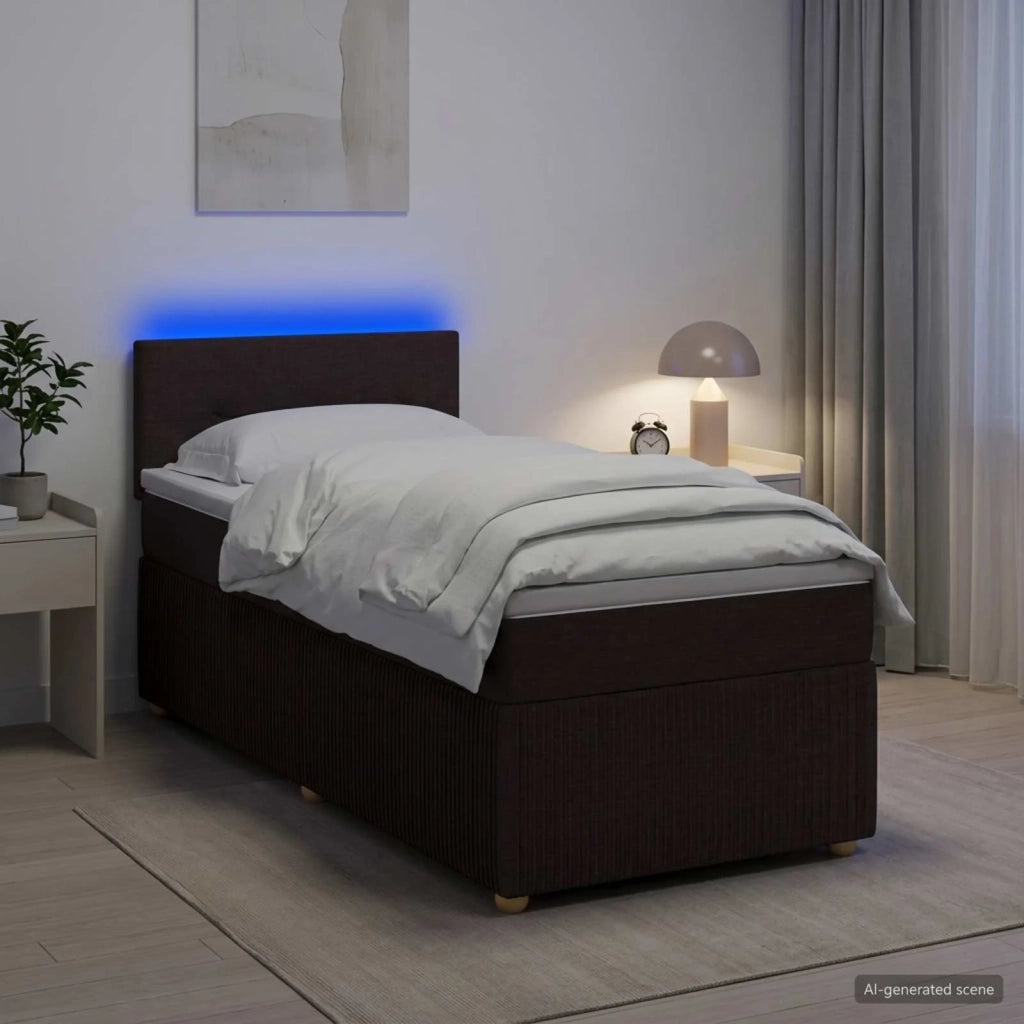 Letto box spring con materasso Marrone Scuro 100 x 200 cm 3452865