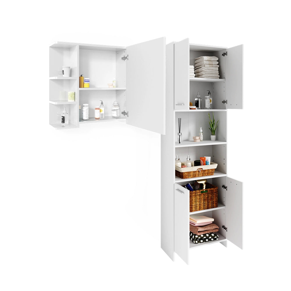 Vicco Set di mobili da bagno Bianco 2 pezzi, con colonna e mobile a specchio per bagno