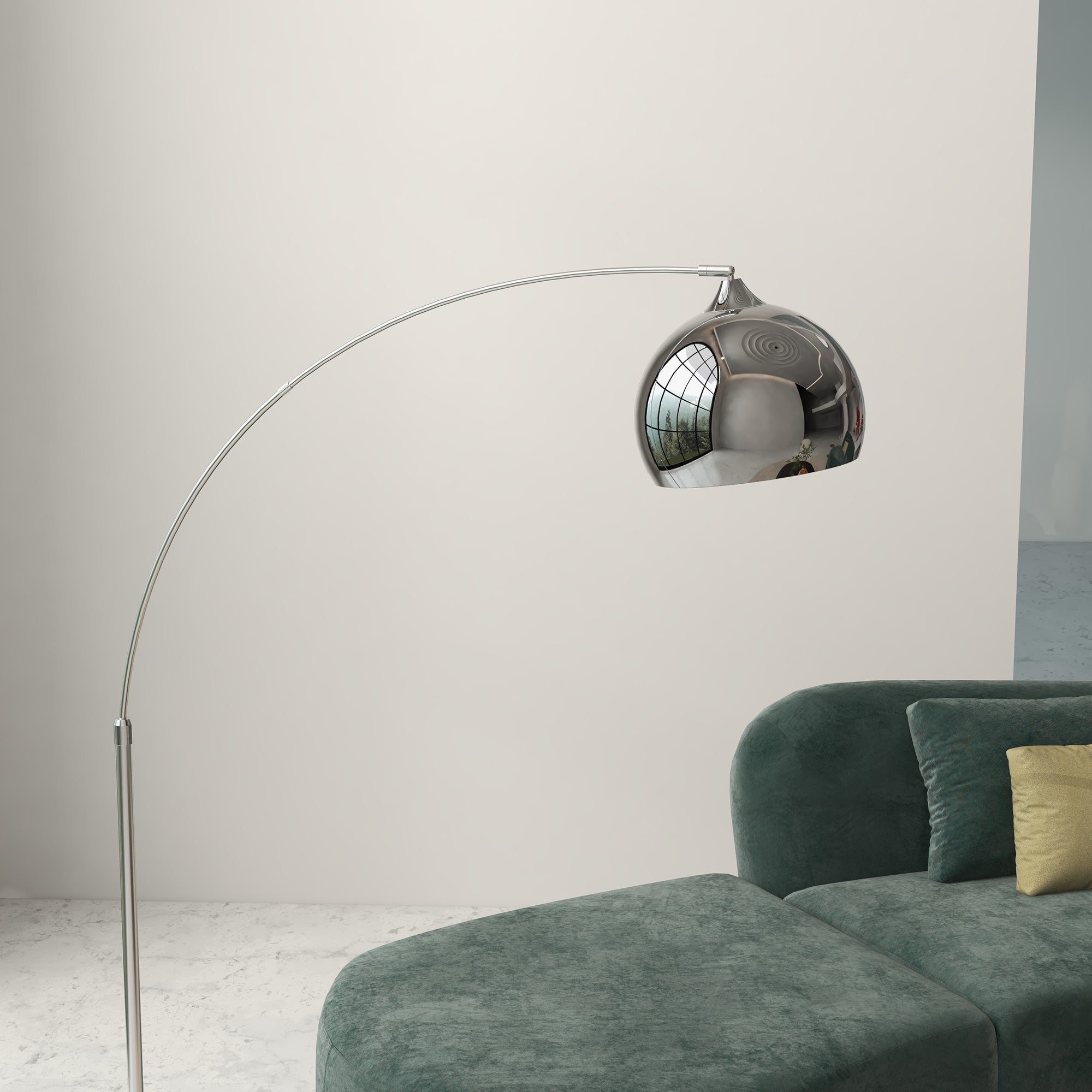 Lampada da Terra Design Vintage Asta Regolabile con Attacco E27 Struttura in Metallo e Base in Marmo Argento