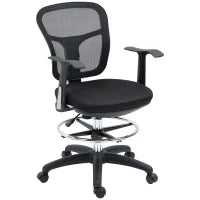 Sedia da Ufficio, Sedia da Scrivania, Sedia per Computer, con Poggiapiedi, Regolabile in Altezza, 59 x 59 x 115 cm, Nero