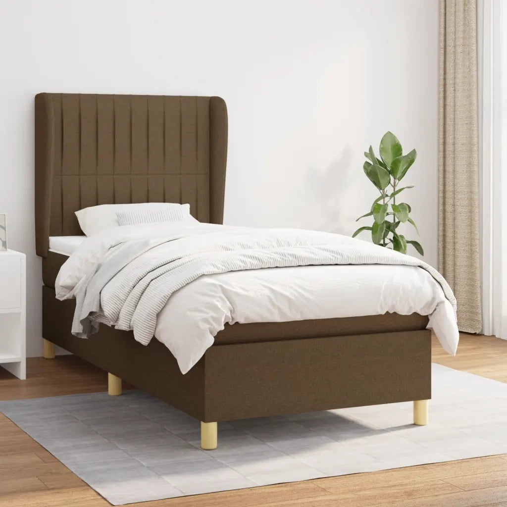 Giroletto a Molle con Materasso Marrone Scuro 90x190cm Tessuto 3128648