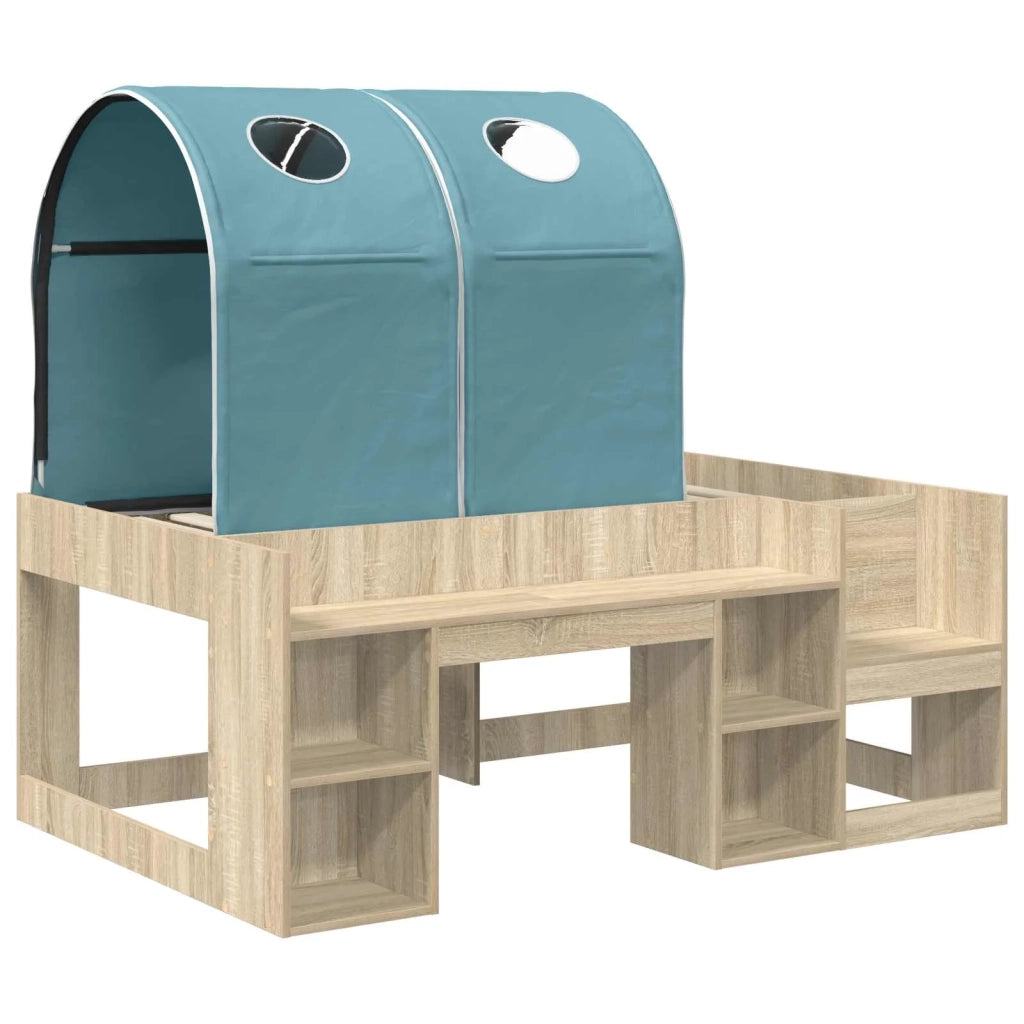 Letto con Tunnel con lo scaffale 3 pz Rovere Sonoma e Azzurro 3423504