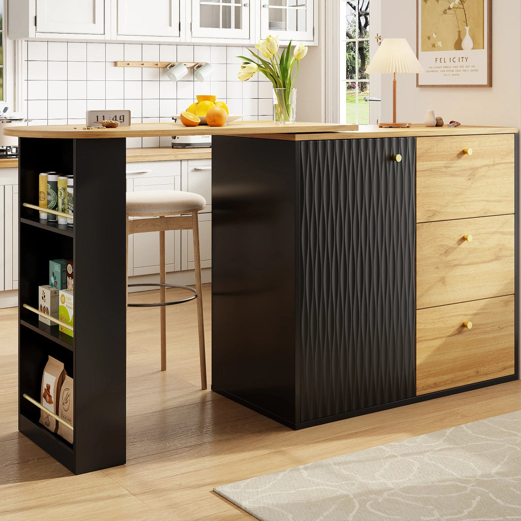 TAVOLO BAR 360° Girevole e Allungabile 138-204x39x104 cm Nero MDF