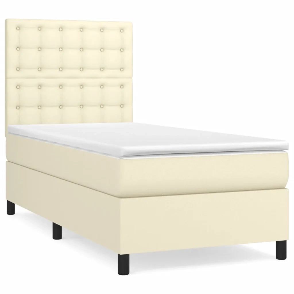 Giroletto a Molle con Materasso Crema 90x190 cm in Similpelle 3142817
