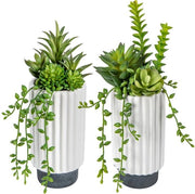 Due piante artificiali in vaso, piante decorative in un vaso alto, piante artificiali pendenti eucalipto, piante plastiche di cuore per camera da letto, soggiorno, ufficio decorativo #3