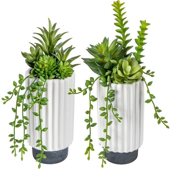 Due piante artificiali in vaso, piante decorative in un vaso alto, piante artificiali pendenti eucalipto, piante plastiche di cuore per camera da letto, soggiorno, ufficio decorativo #3