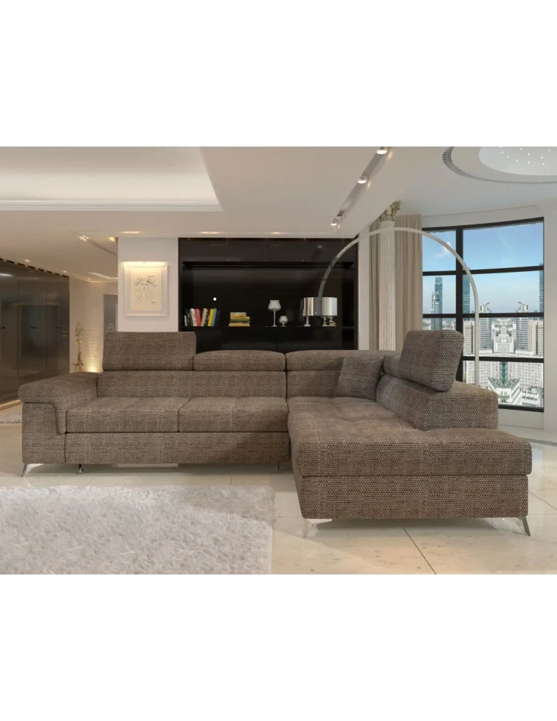 Divano letto angolare PALAZZO 4 posti beige – angolo destro con 1 cuscino
