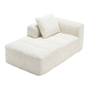 Chaise Longue con Cuscino e Tasche Laterali; Divano Relax in Ciniglia Beige; 158 × 90 × 60 cm