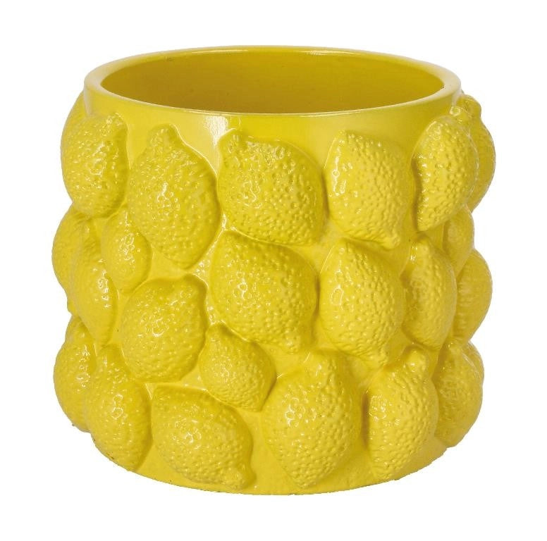 Caspo' Cachepot in Cemento Decoro Limoni 19,5 x 16,5 cm