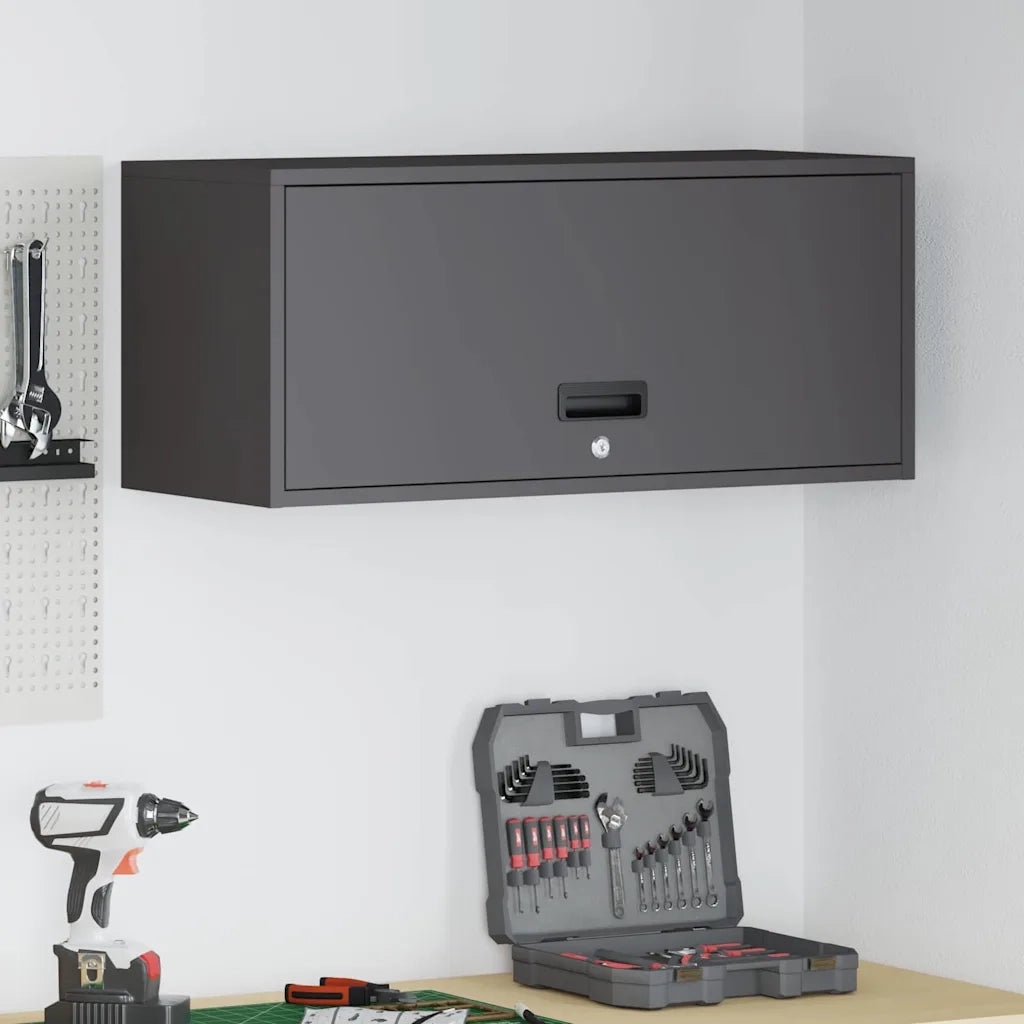 Armadio a muro per garage Nero 80 x 33 x 35 cm