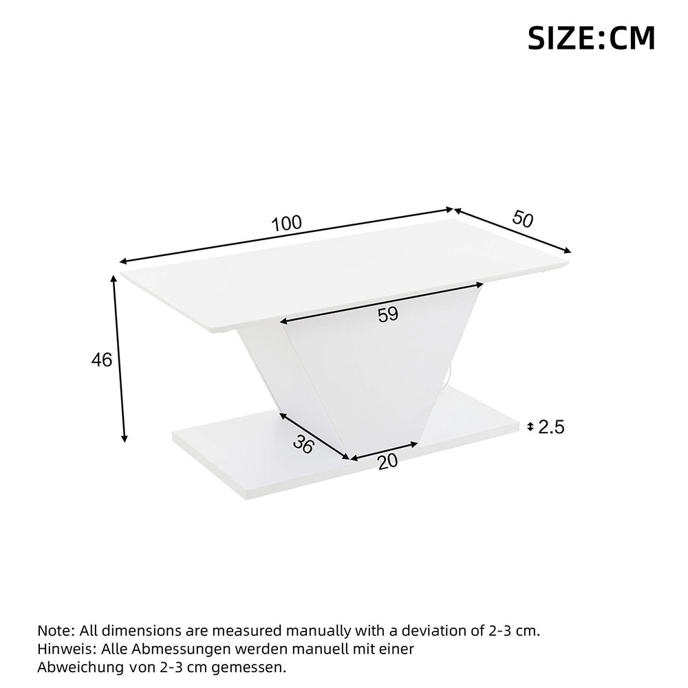 Tavolino a V - Xylo - 100x50cm design speciale bianco LED