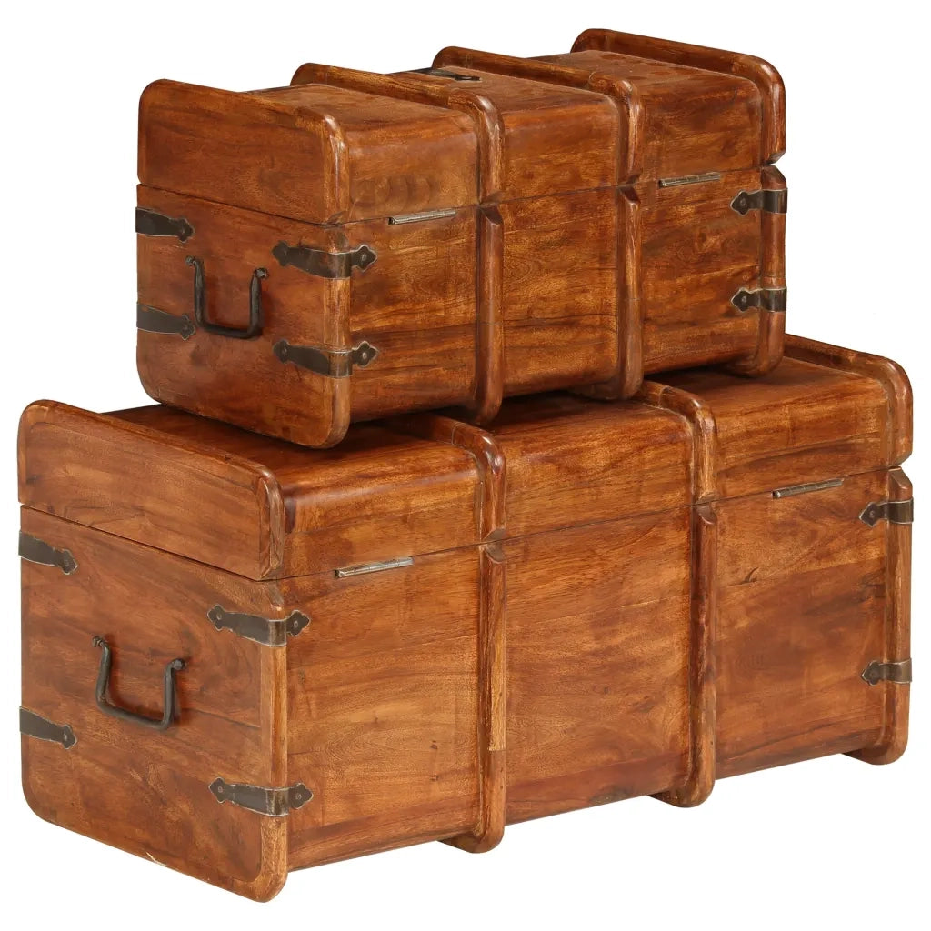 Set Forzieri 2 pz in Legno Massello di Acacia e Finitura Ambra 245656