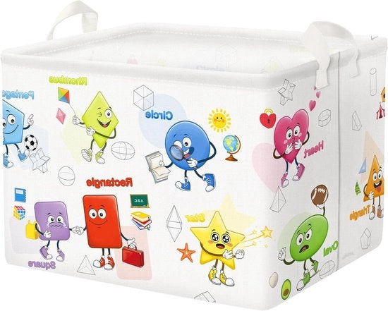 Circolo educativo geometrico grande con maniglia - Cassa di stoccaggio rettangolare per giocattoli e vestiti per la camera da letto o la stanza da bagno, 36L.