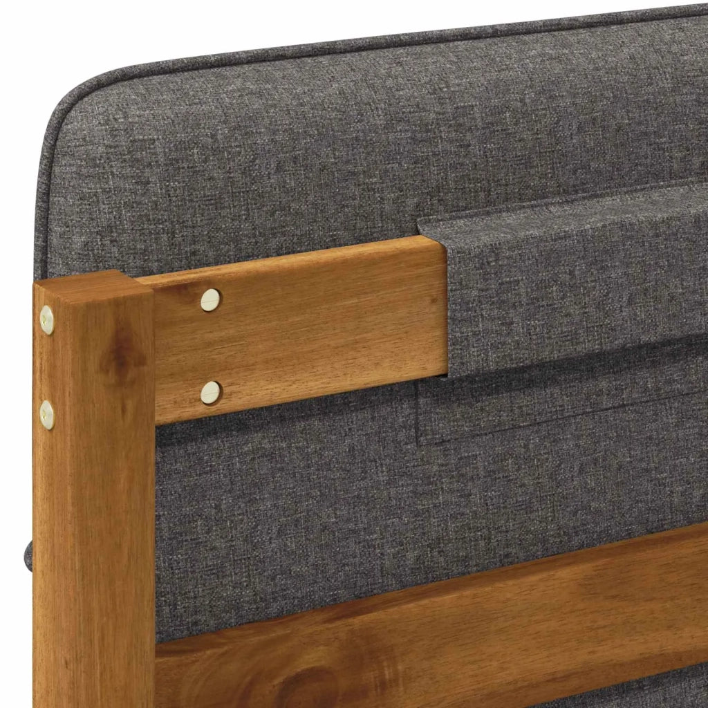 Letto con Testiera Rivestita Naturale e Grigio Chiaro 904437