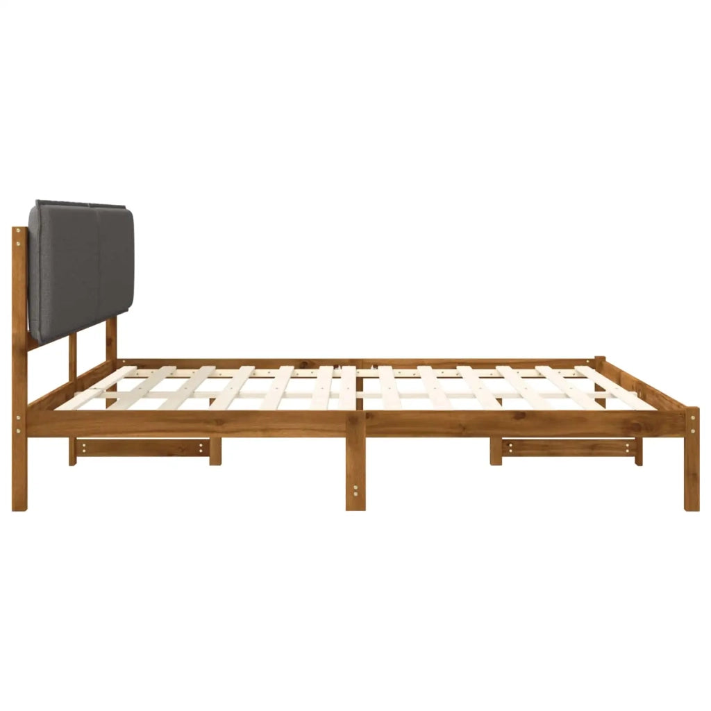 Letto con Testiera Rivestita Naturale e Grigio Chiaro 3405036