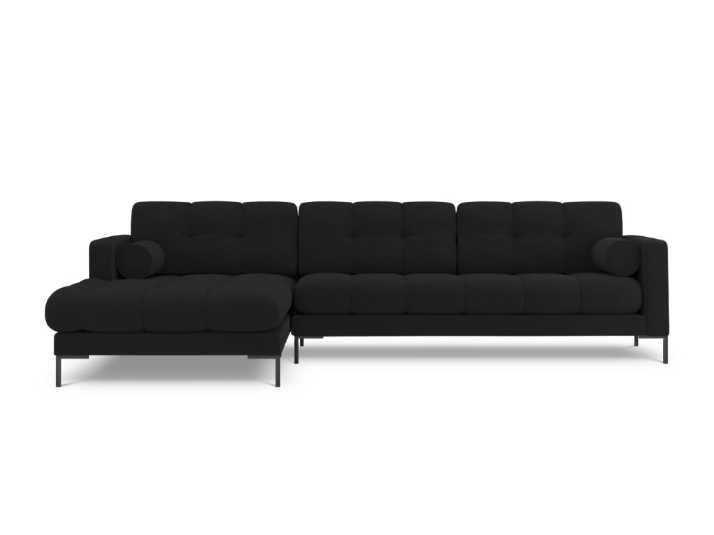 Cosmopolitan Design - Divano angolare sinistro "Bali" 5 posti in tessuto strutturato nero 