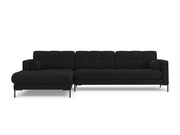 Cosmopolitan Design - Divano angolare sinistro "Bali" 5 posti in tessuto strutturato nero 