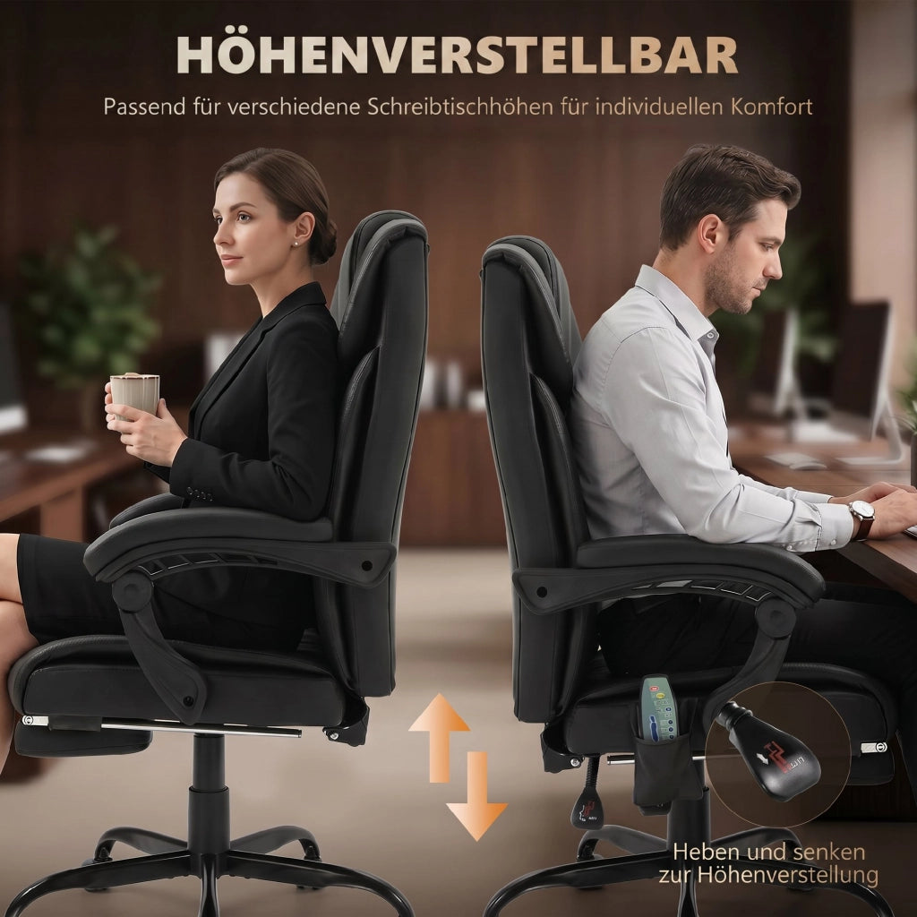 Sedia da Ufficio Ergonomica con Massaggio e Poggiapiedi ¨C Xylo ¨C Schienale Alto, Supporto Lombare, Nero