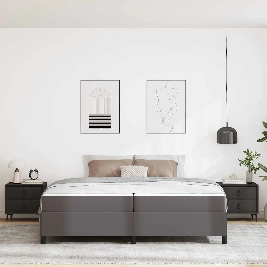 Struttura del letto con materasso Grigio 200 x 200 cm Tessuto