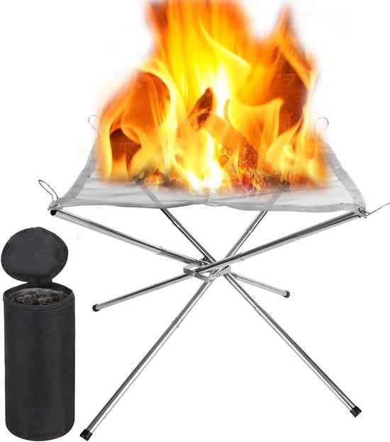 Fuoco da campeggio esterno 42 cm piatto da fuoco outdoor in acciaio inossidabile 304 pieghevole con borsa da trasporto per campeggio e picnic