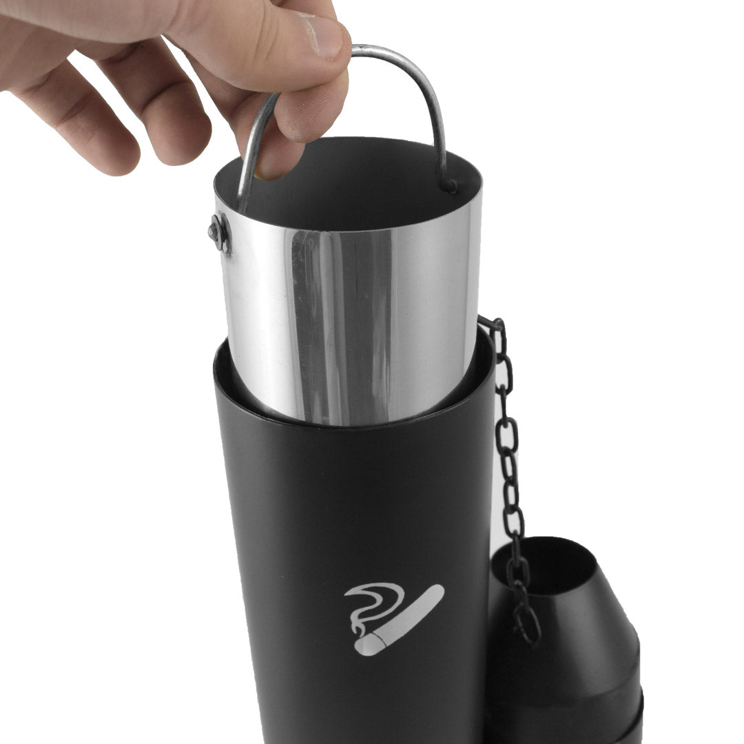 Posacenere a Colonna Ø32 cm in Metallo Nero Opaco 1,9L per Esterno