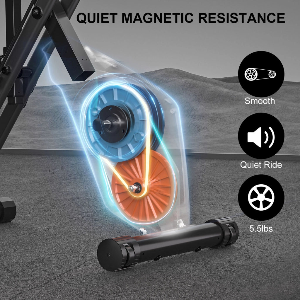 Cyclette Magnetica Pieghevole - RATTANTREE - con Display LCD e Sensore di Frequenza Cardiaca Cyclette - Nero