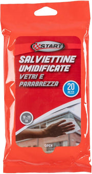 Salviette Umidificante per vetri e parabrezza 18cm x 20cm 20 pezzi