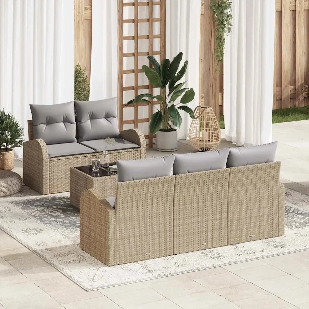 Set Divano da Giardino 6 pcs Beige e grigio polyrattan 3354589