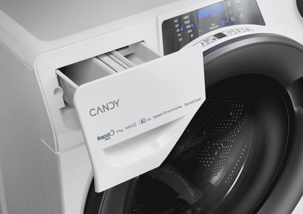 Candy RP496BWMR91S RapidÓ Pro Lavatrice Carica Frontale 9 Kg 1400 rpm Classe A Inverter Vapore Wi-Fi (85x60x54 cm) colore Bianco