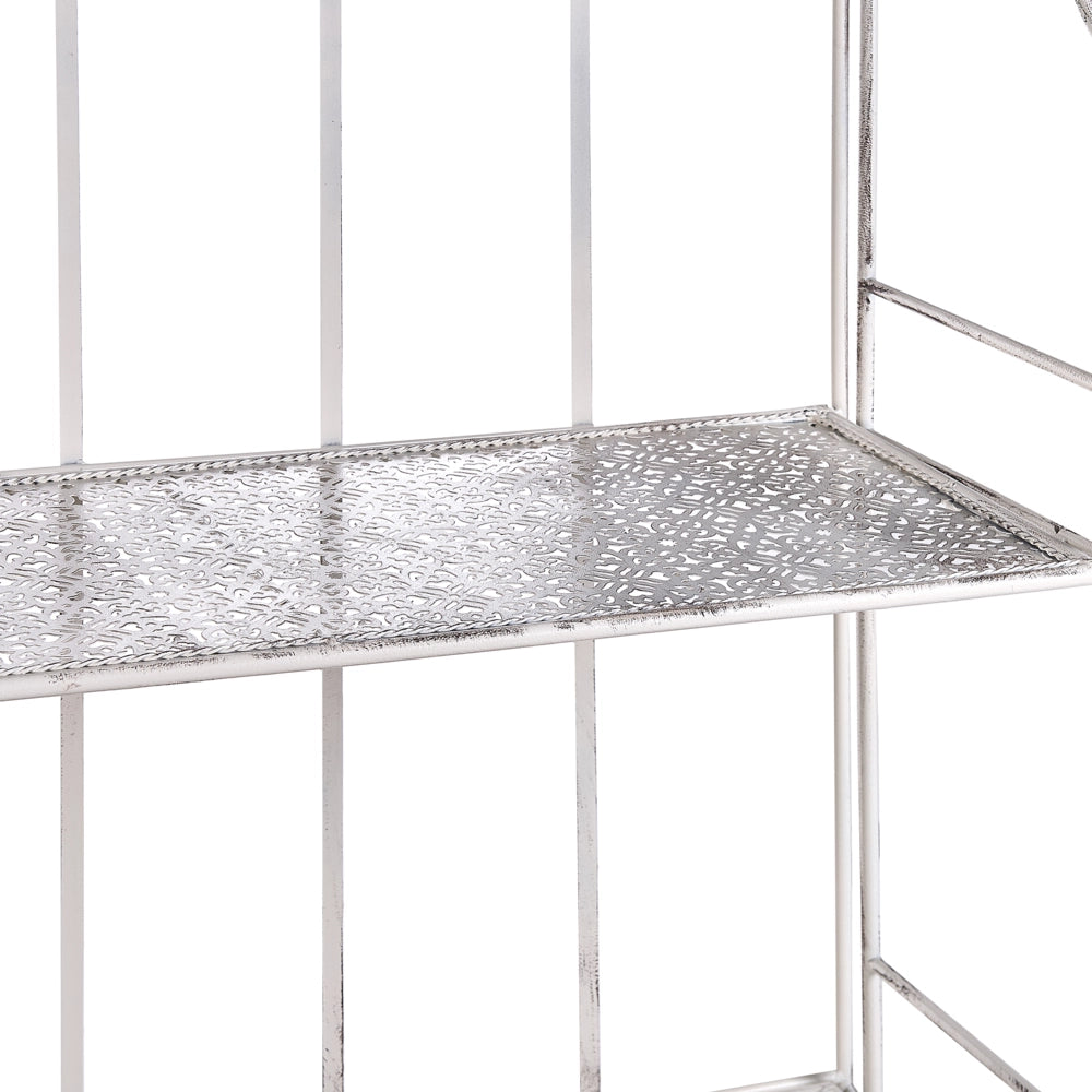 Scaffale per piante in metallo bianco 4 ripiani da giardino autoportante per esterni da esterno per interni da bagno