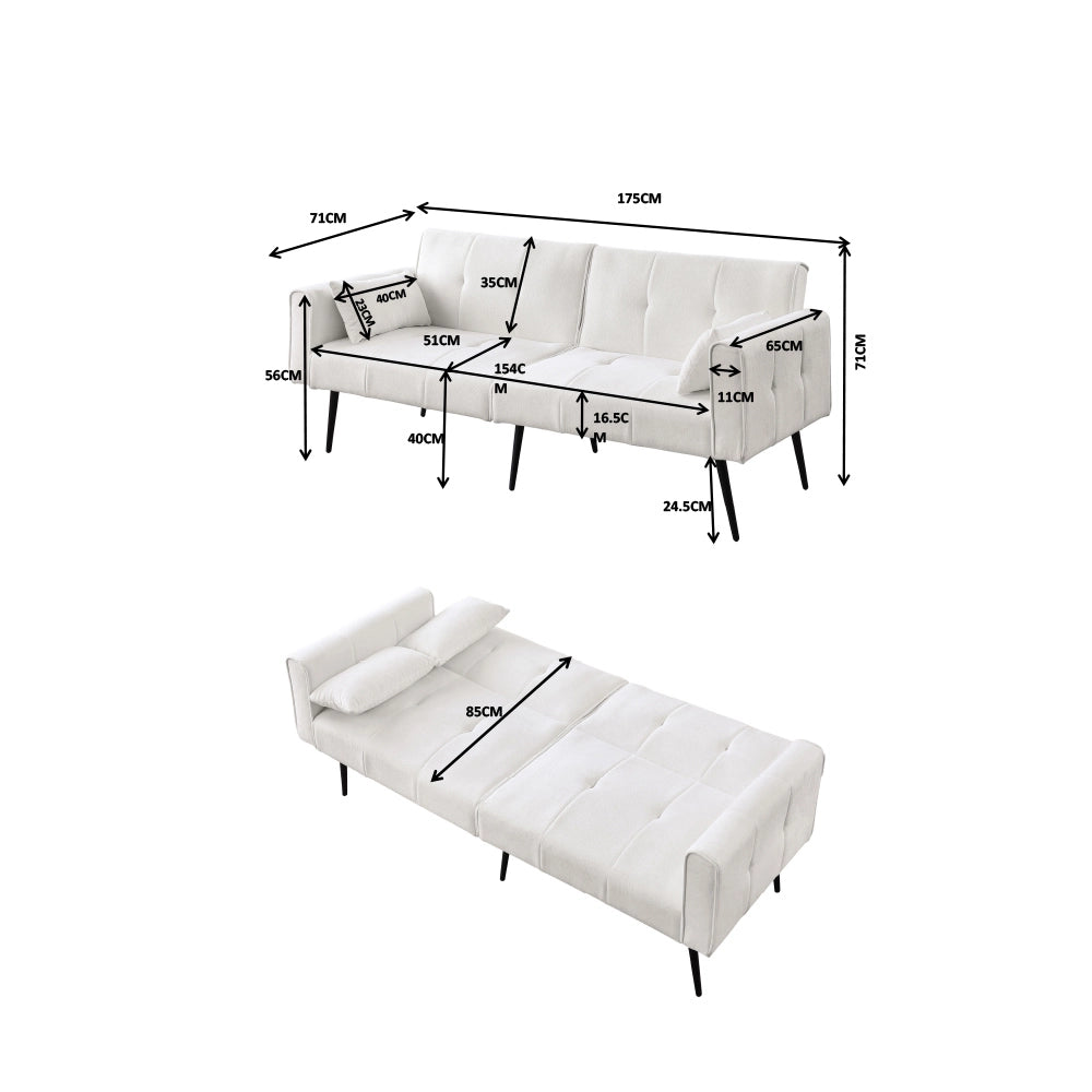 Divano letto futon - Xylo - 2 posti, schienale regolabile