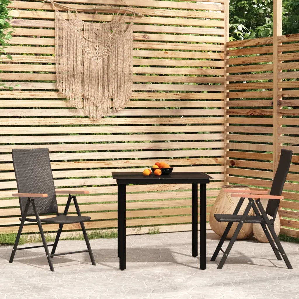 Set Mobili da Pranzo per Giardino 3 pz | Set Salotto da Giardino Nero