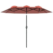 Ombrellone da Giardino Doppio Inclinabile con Apertura a Manovella, 295x152x222cm, Rosso