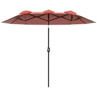 Ombrellone da Giardino Doppio Inclinabile con Apertura a Manovella, 295x152x222cm, Rosso