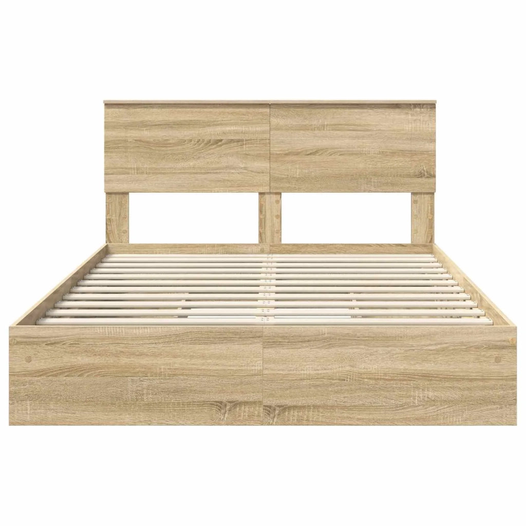 Letto con Contenitore con testiera Rovere Sonoma 140 x 190 cm 3408454