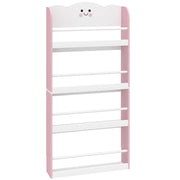 Libreria Montessoriana per Bambini 3-6 Anni 60x15x120,5 cm 4 Ripiani in Legno Rosa