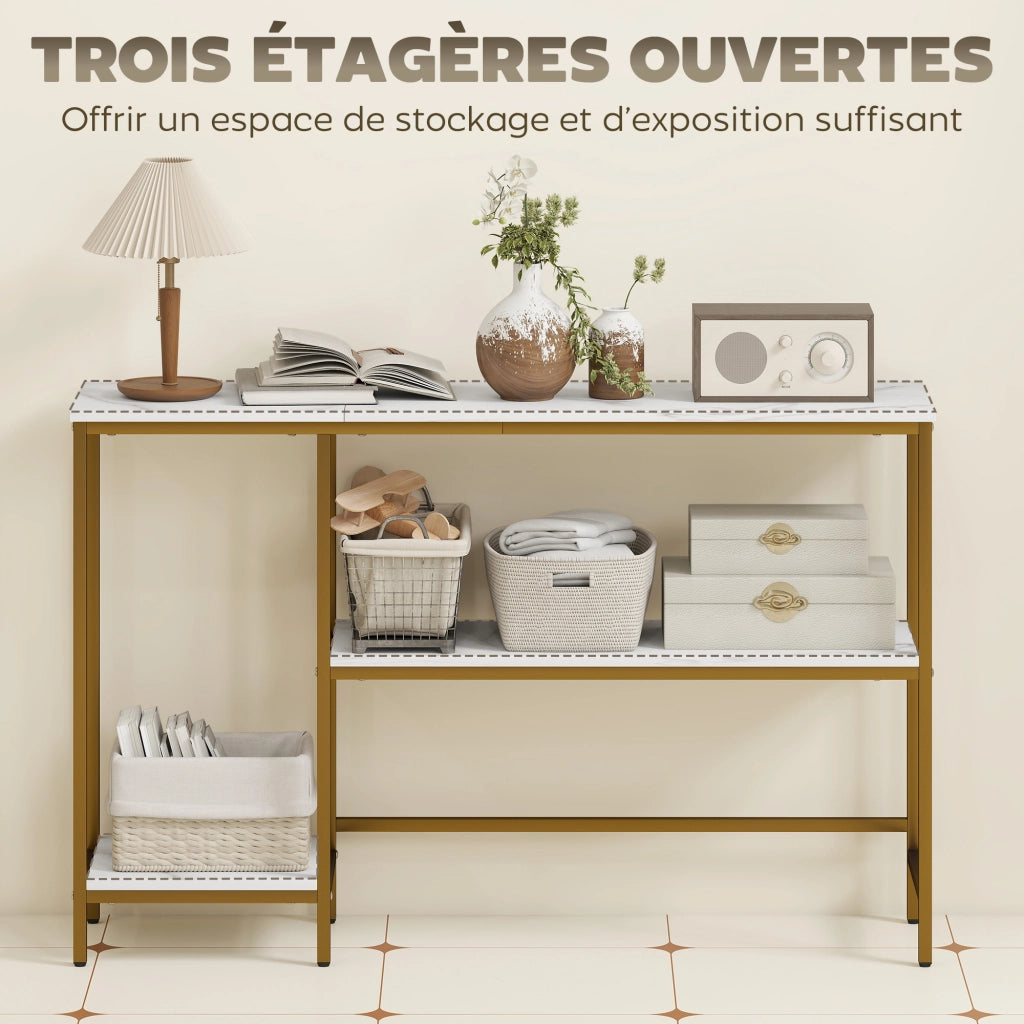 Tavolo console 3 livelli ¨C zephmum ¨C bianco dorato 120 cm
