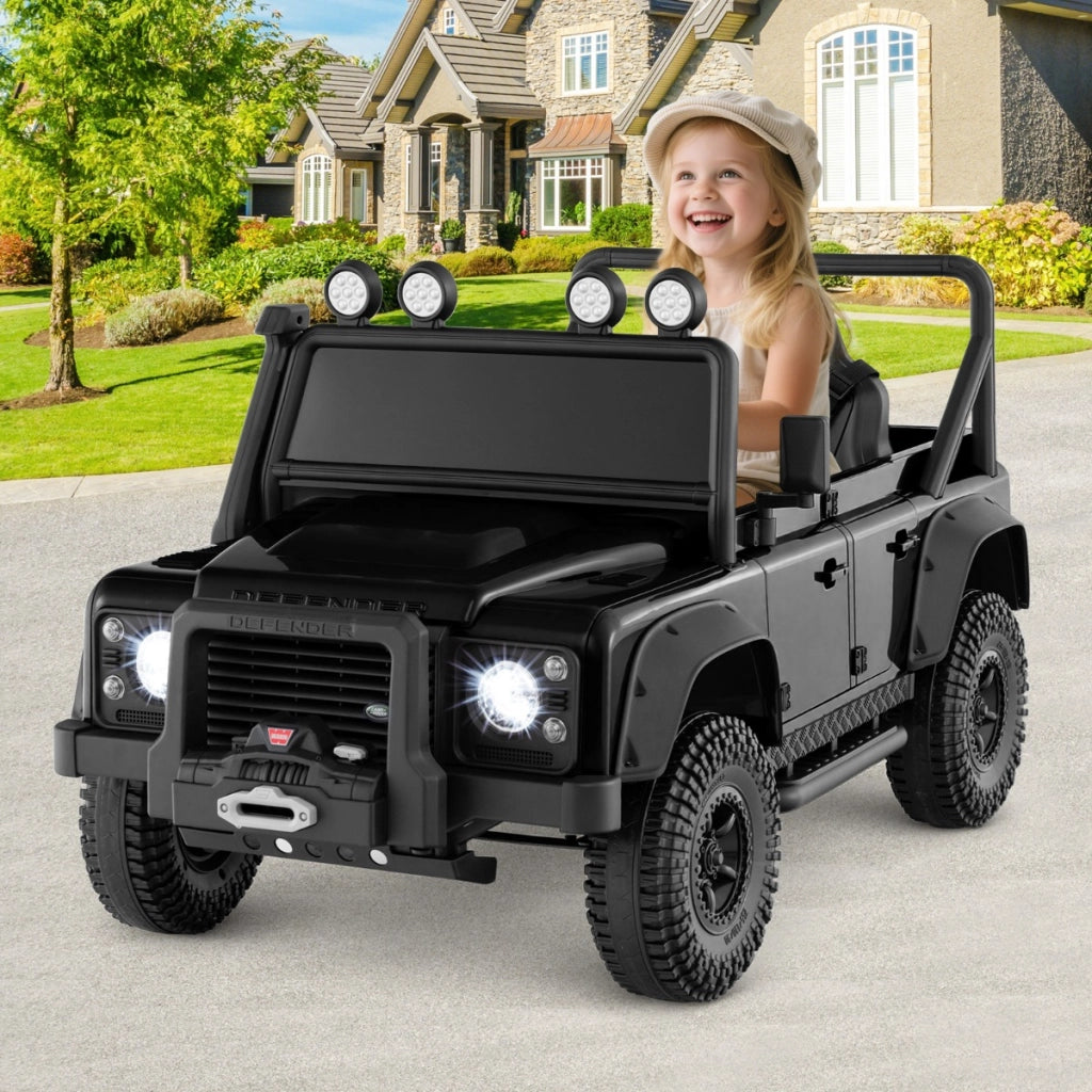 Auto elettrica per bambini 12V con telecomando per genitori, Macchina giocattolo land rover con licenza Nero-Macchinine giocattoli