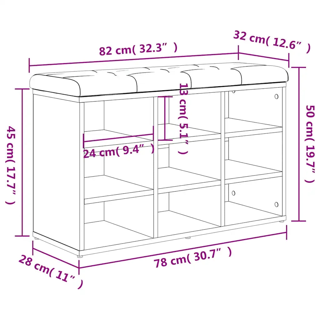 Panca Porta Scarpe Nera 82x32x50 cm in Legno Multistrato 835104