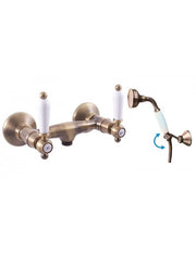 MORAVA Miscelatore Doccia a Parete Retrò in Ceramica Bronzo Maniglia con Doccetta