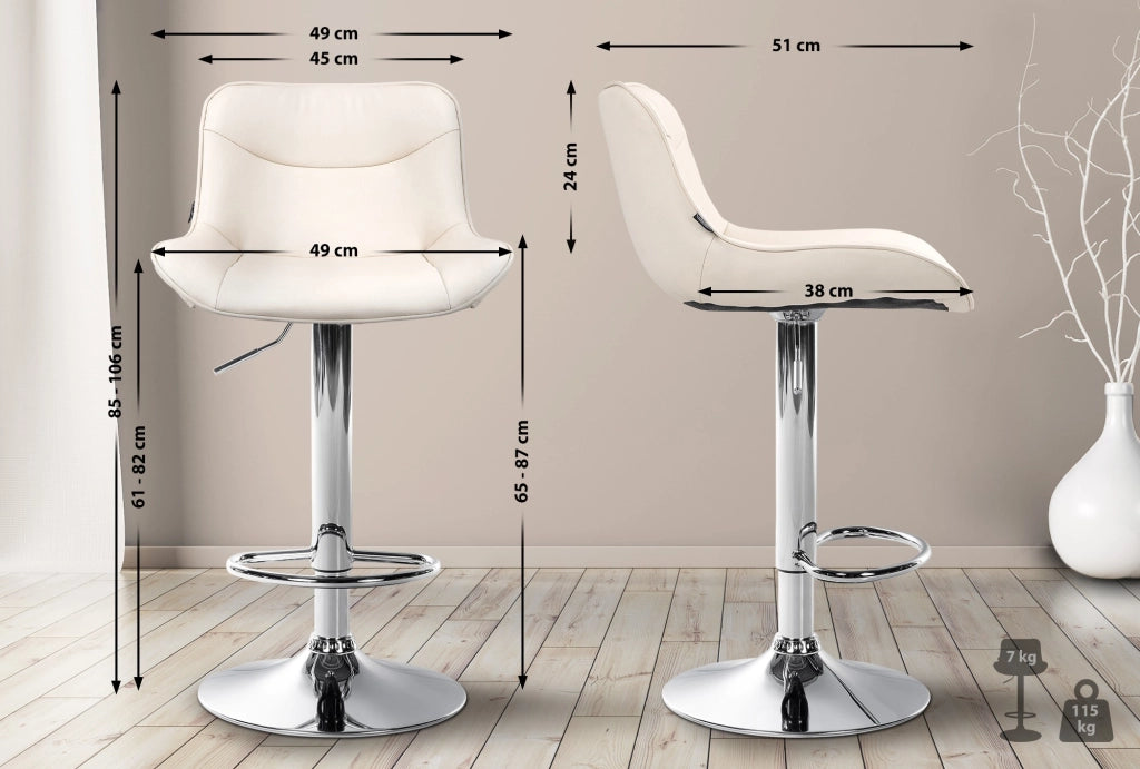 2er Set Barhocker Vonore Kunstleder chrom