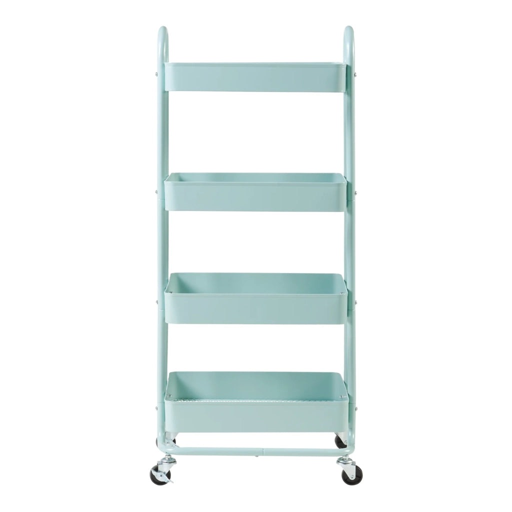 Carrello di servizio mobile contenitore per cucina/soggiorno con 4 cestelli acciaio 104 x 46 x 35 cm verde menta 03_0009241