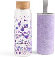 Bottiglia da 400 ml in vetro libera da leganti, adatta per bevande gassate | BPA libera bottiglia da acqua con fodero in neoprene | lavastoviglie resistente, vetro borosilicato leggero