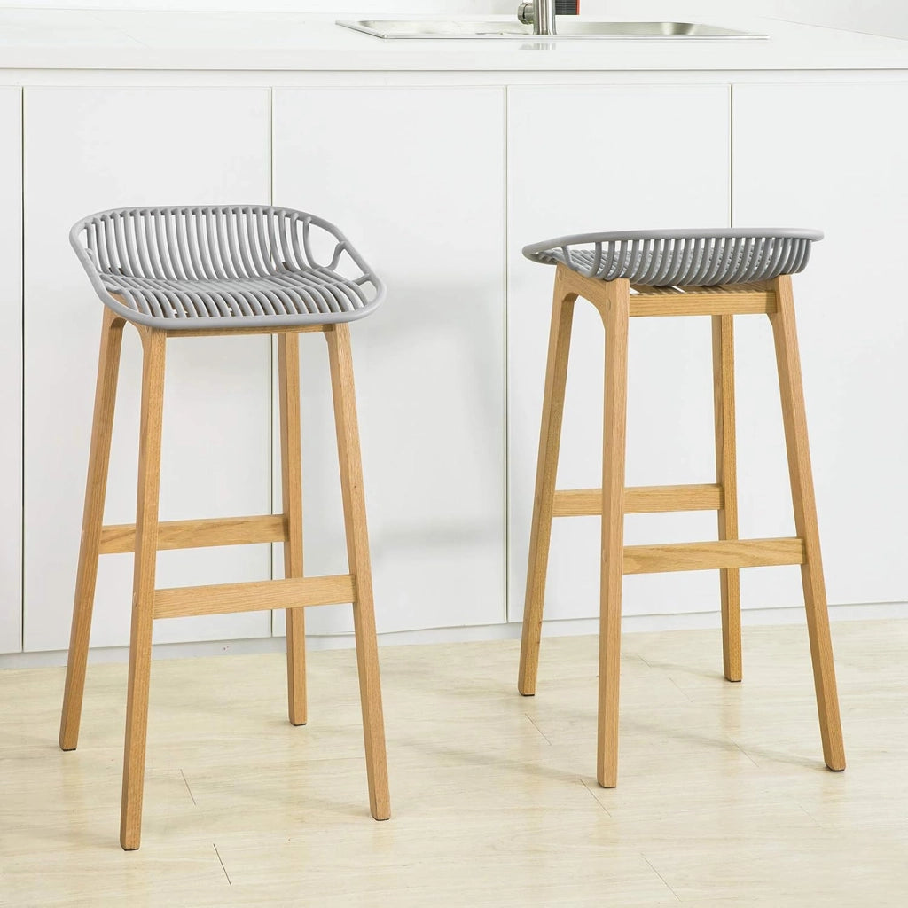 Sgabello legno Sedie cucina moderne Altezza di Seduta：79cm Gambe in legno massiccio di hevea Carico Massimo Fino a 150kg (FST77-HG)