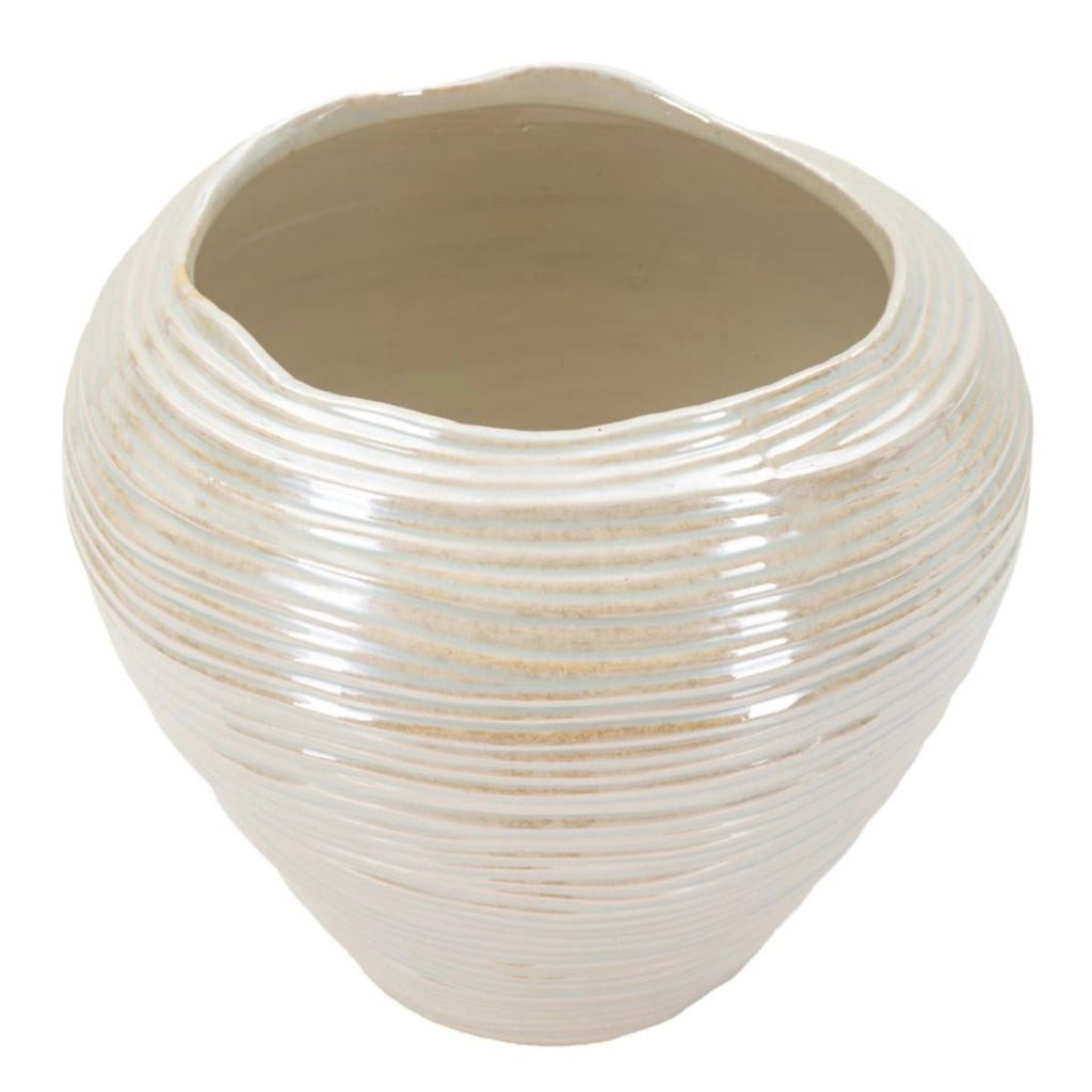Vaso Decorativo VKH841, Bianco, Ceramica, 27x27x24 cm